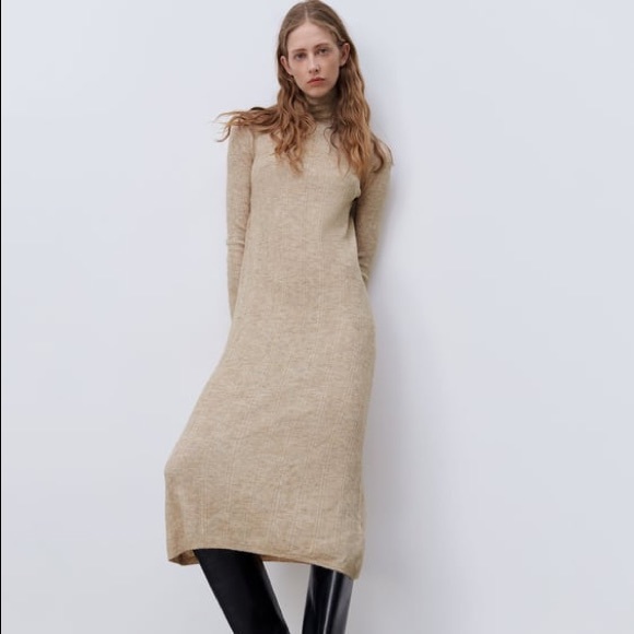 ZARA WOOL BLEND LONG DRESS - Picture 2 of 7